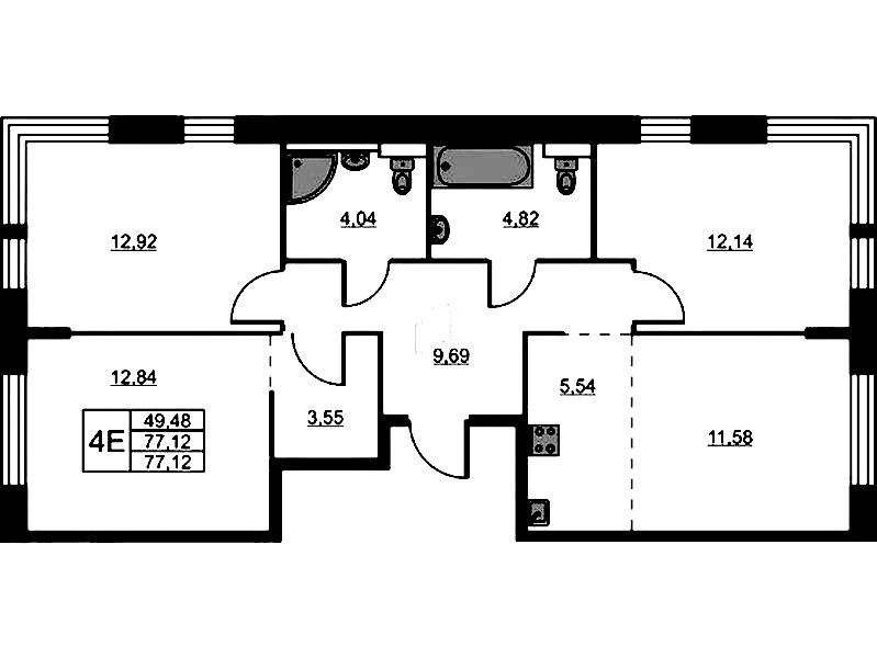 3-комнатная квартира 77.12 м², 13/14 эт., ЖК «Живи! В Рыбацком»